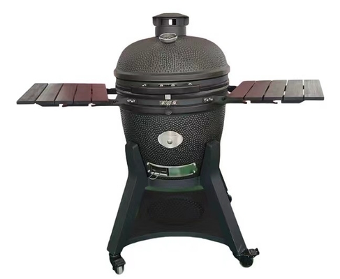 Carvão 22 polegadas Padrão de ponto Cerâmica Kamado Grills com Pedra Pizza Negra